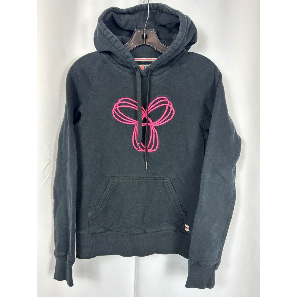 TNA Aritzia Black Pink Logo Fitted Hoodie Sweatshirt Y2K Sporty Small
